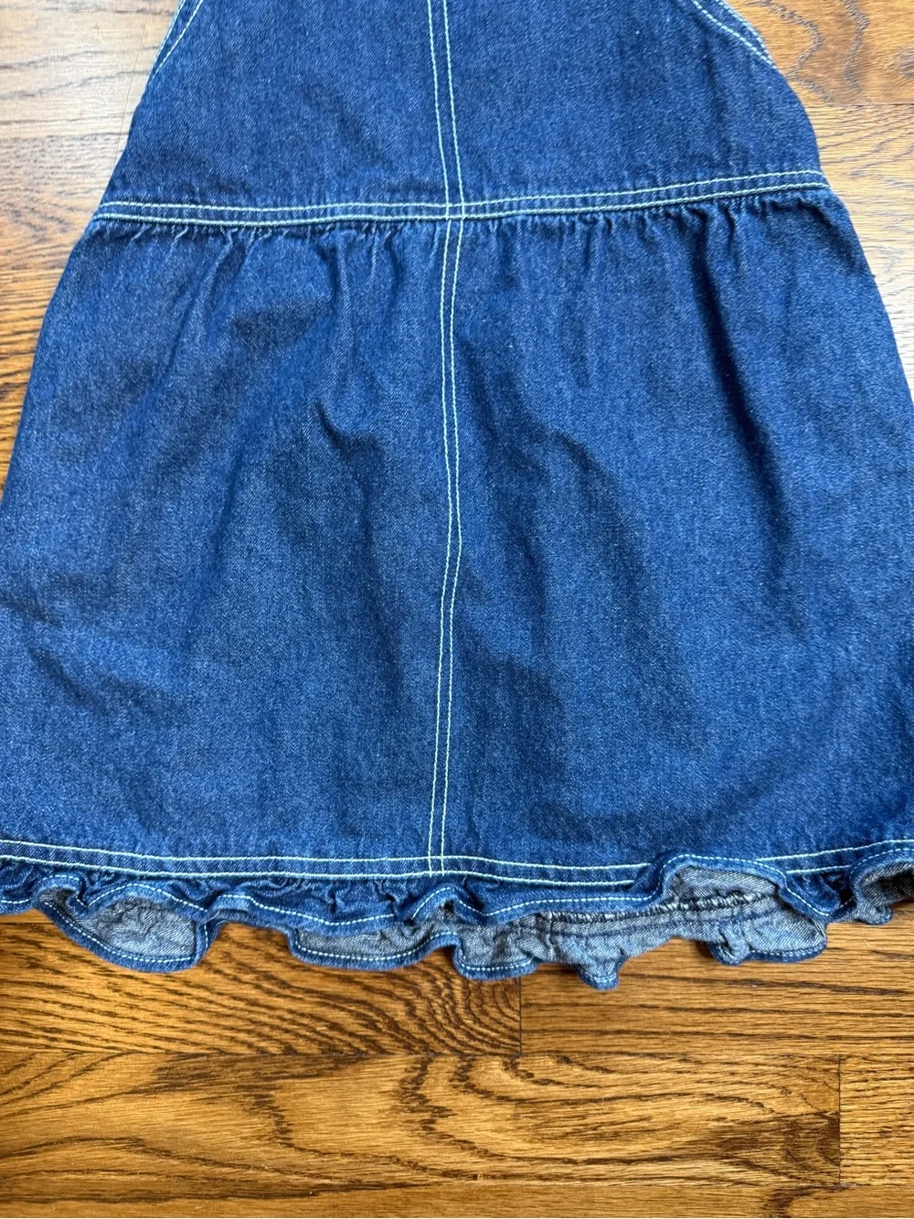 Two Feet Ahead Girls Denim Overall Dress w/ Alabama Crimson “A' Embroidered 24M